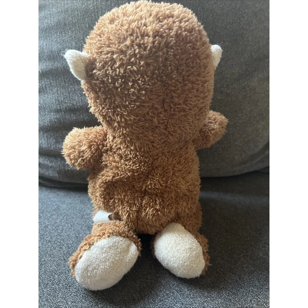 Unbranded‎ Monkey Plush Kids Small Brown Like New Sherpa Fur Gold Ribbon Bow